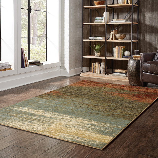 Lorelei Distressed Abstract Blue And, Brown And Blue Area Rug