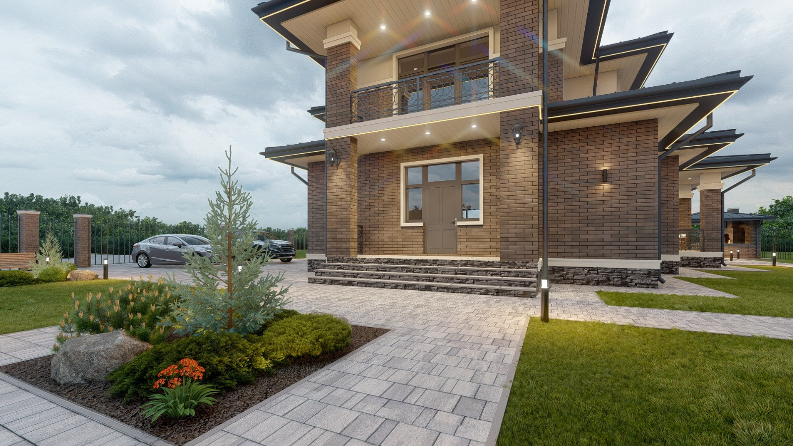 Проект двухэтажного дома в стиле Райта 265 кв.м