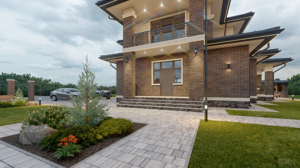 Проект двухэтажного дома в стиле Райта 265 кв.м