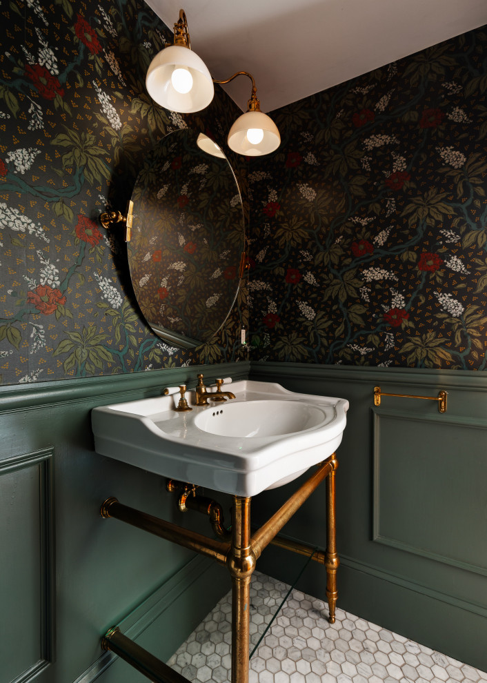 Ornate powder room photo in Boston