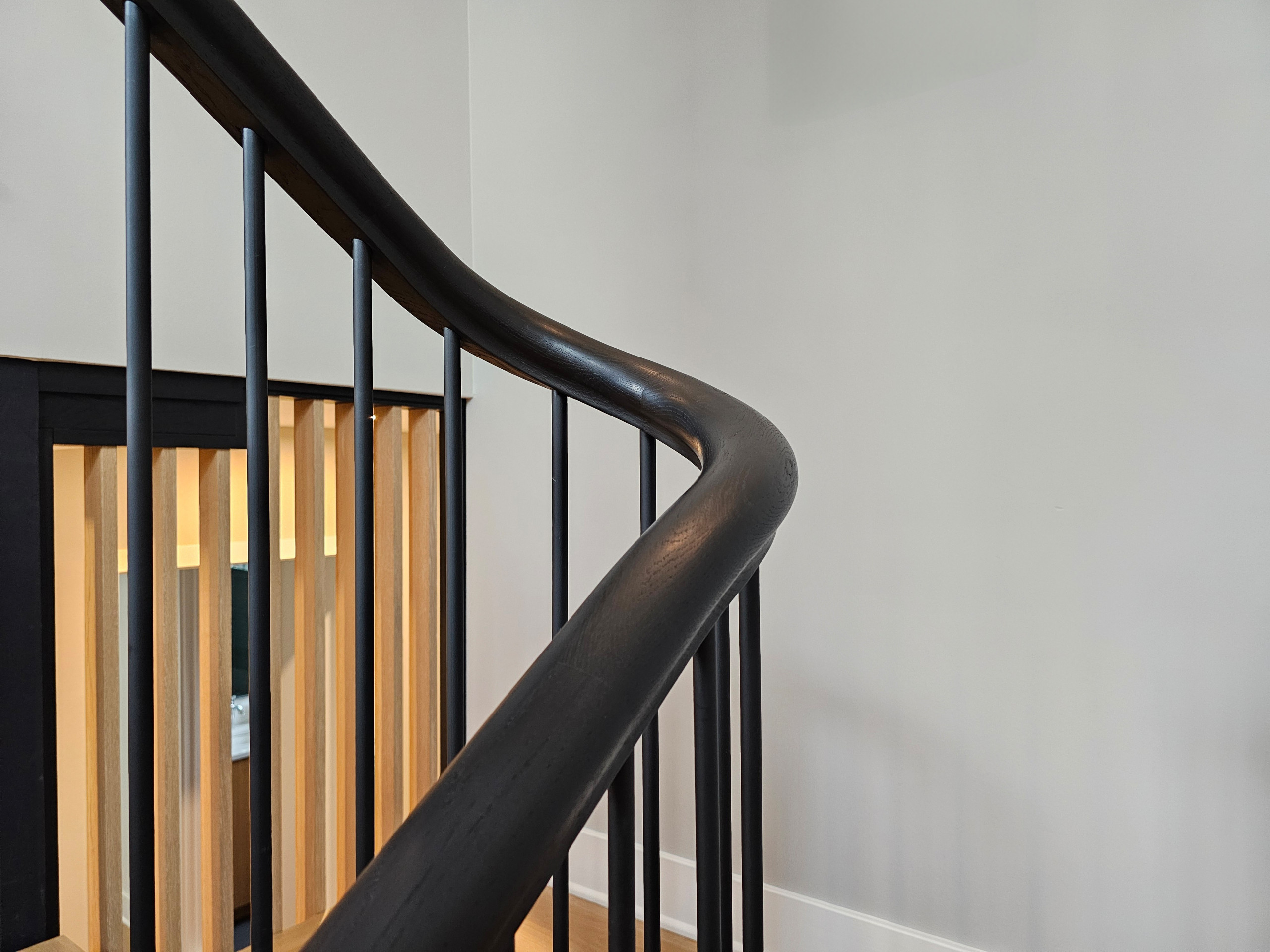 115_Stunning Continuous Rail System on 3 Story Floating Stairs; Arlington, VA 22