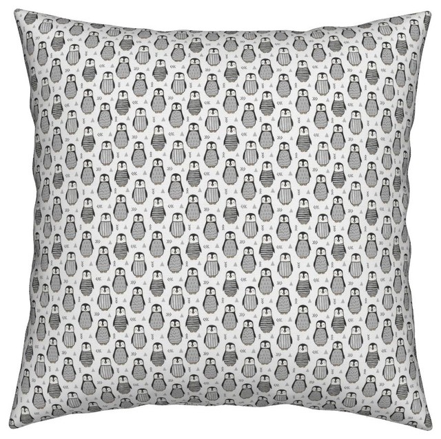 Penguins Polar Winter Penguin Puffin Tiny Throw Pillow Contemporary Decorative Pillows By Roostery