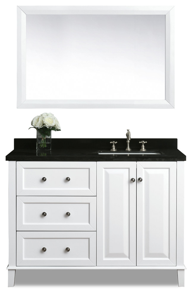Hannah 48" OffCentered Vanity Set With Mirror Transitional Bathroom Vanities And Sink