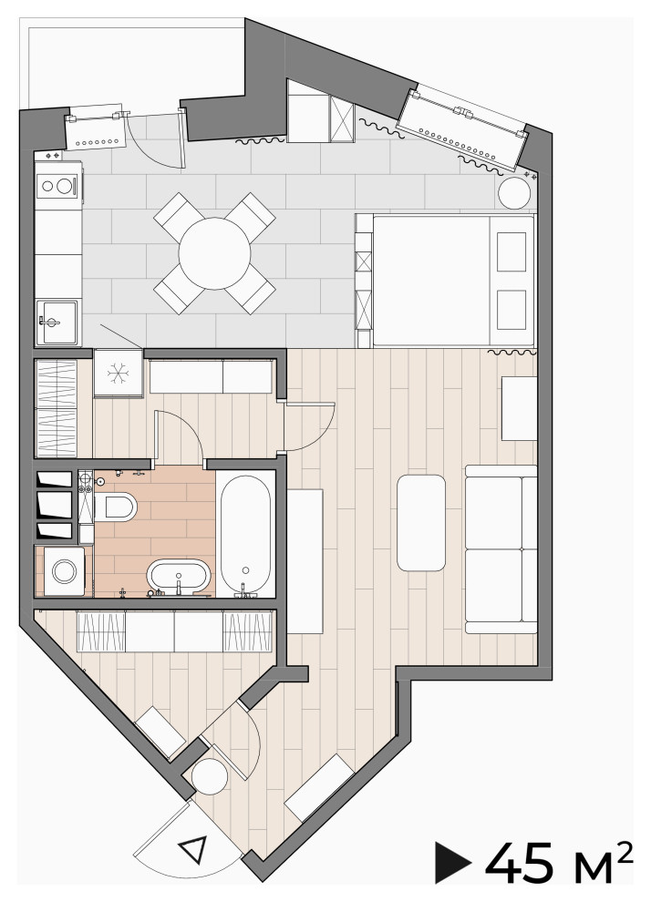 Квартира 46 м2. Санкт-Петербург, 2020 г.