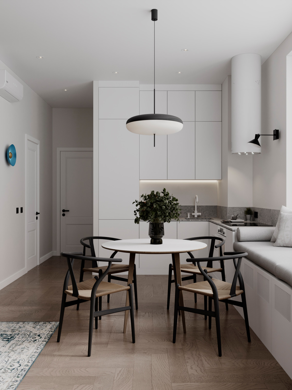 Светлый интерьер с цветовыми акцентами в ЖК Level Стрешнево