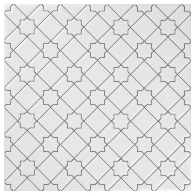 SomerTile Sevillano Giralda Ceramic Wall Tile, Case of 25, White