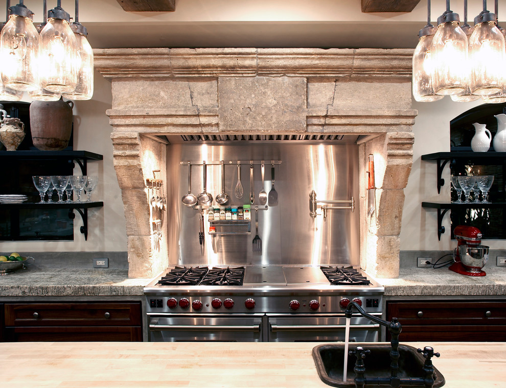 Example of a transitional kitchen design in New York