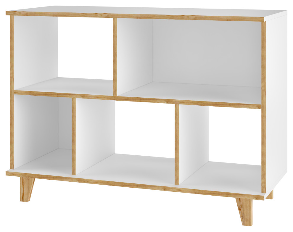 Manhattan Comfort Minetta Low Bookcase In White 129amc160 Modern