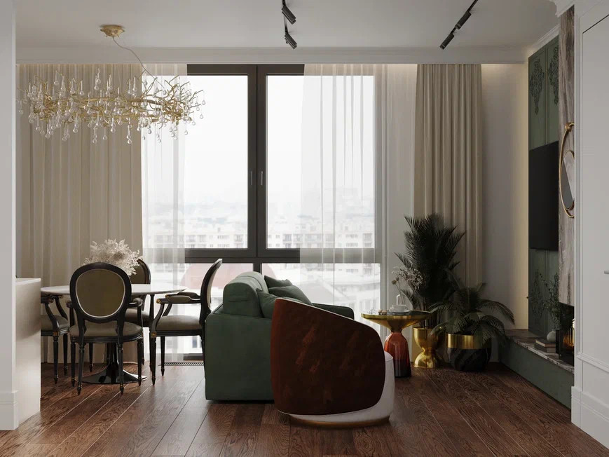 Квартира бизнес класса 90 м² в стиле неоклассика