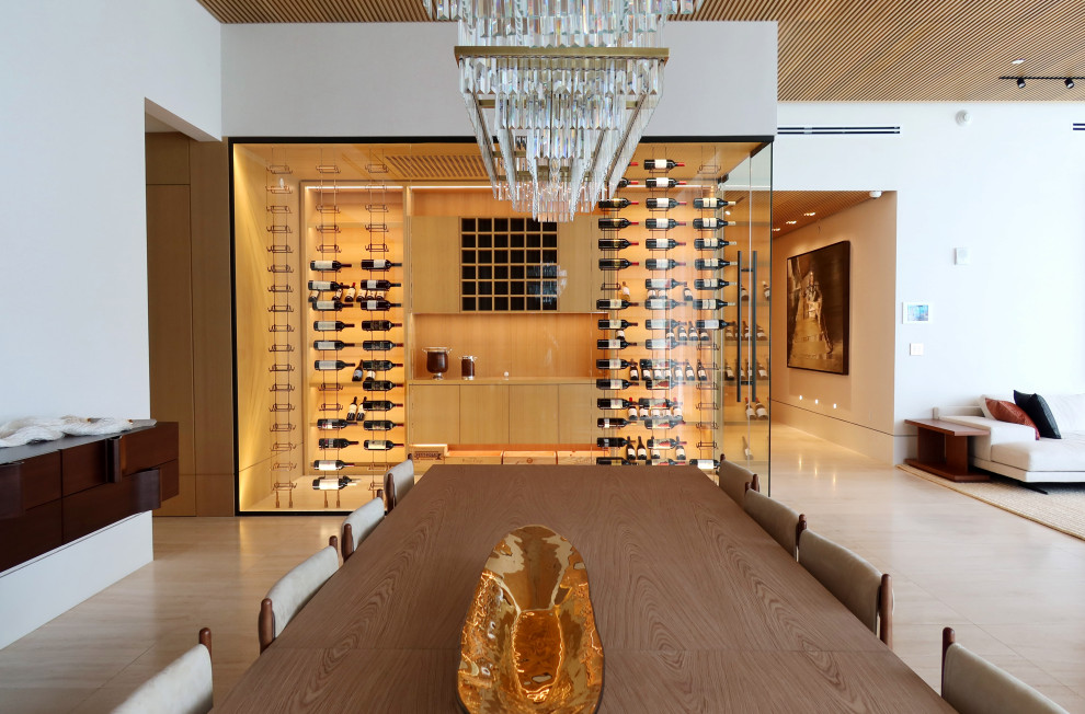 This is an example of a transitional wine cellar in Miami.
