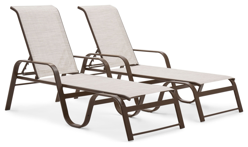 Key West Sling 2 Pack Stacking Adjustable Chaises Transitional