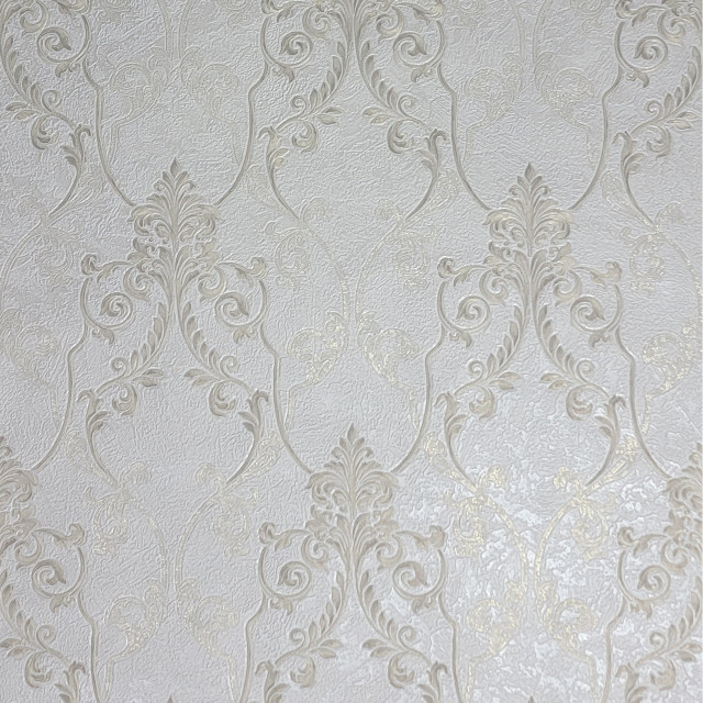 Ivory off white brass gold metallic Victorian damask Textured Wallpaper  rolls 3D - Contemporary - Wallpaper - by Wallcoverings Mart | Houzz