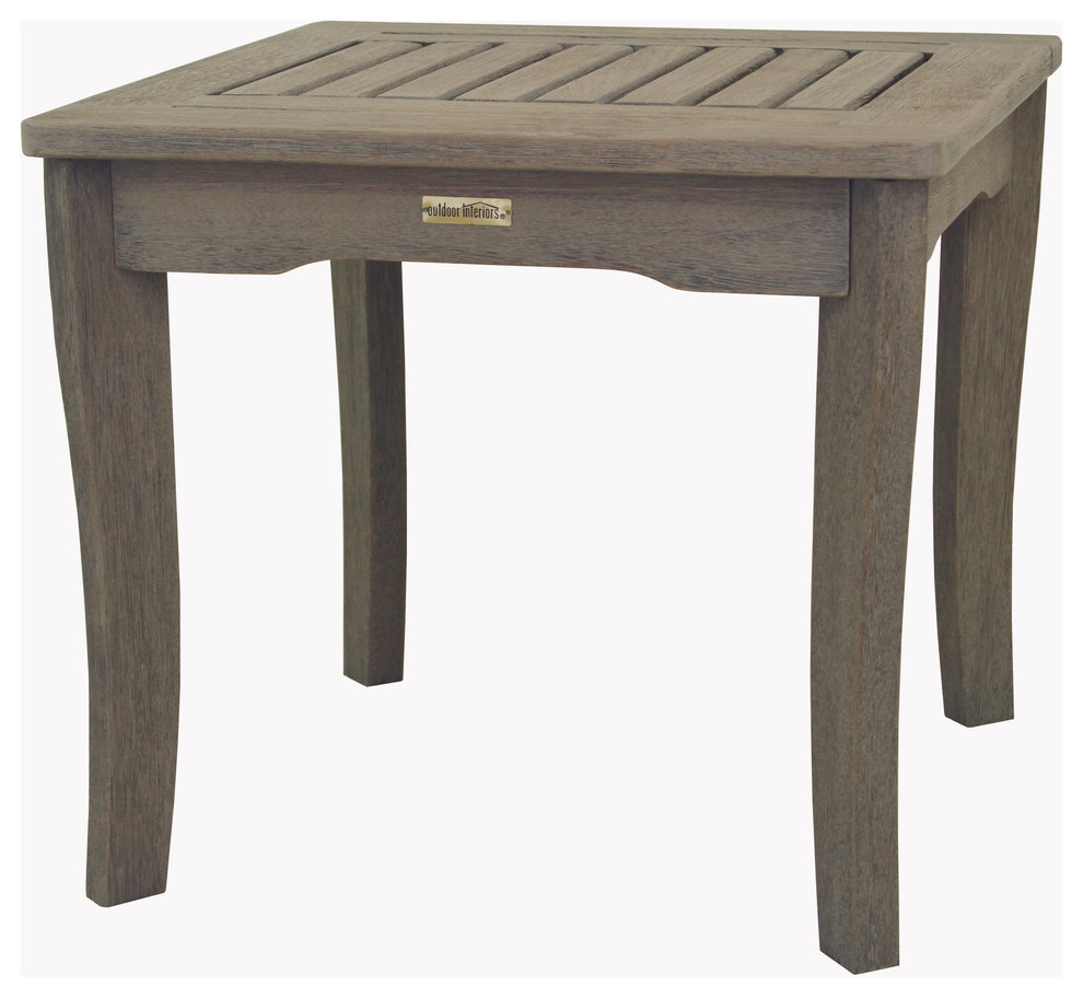 Gray Wash Eucalyptus End Table Transitional Outdoor Side Tables