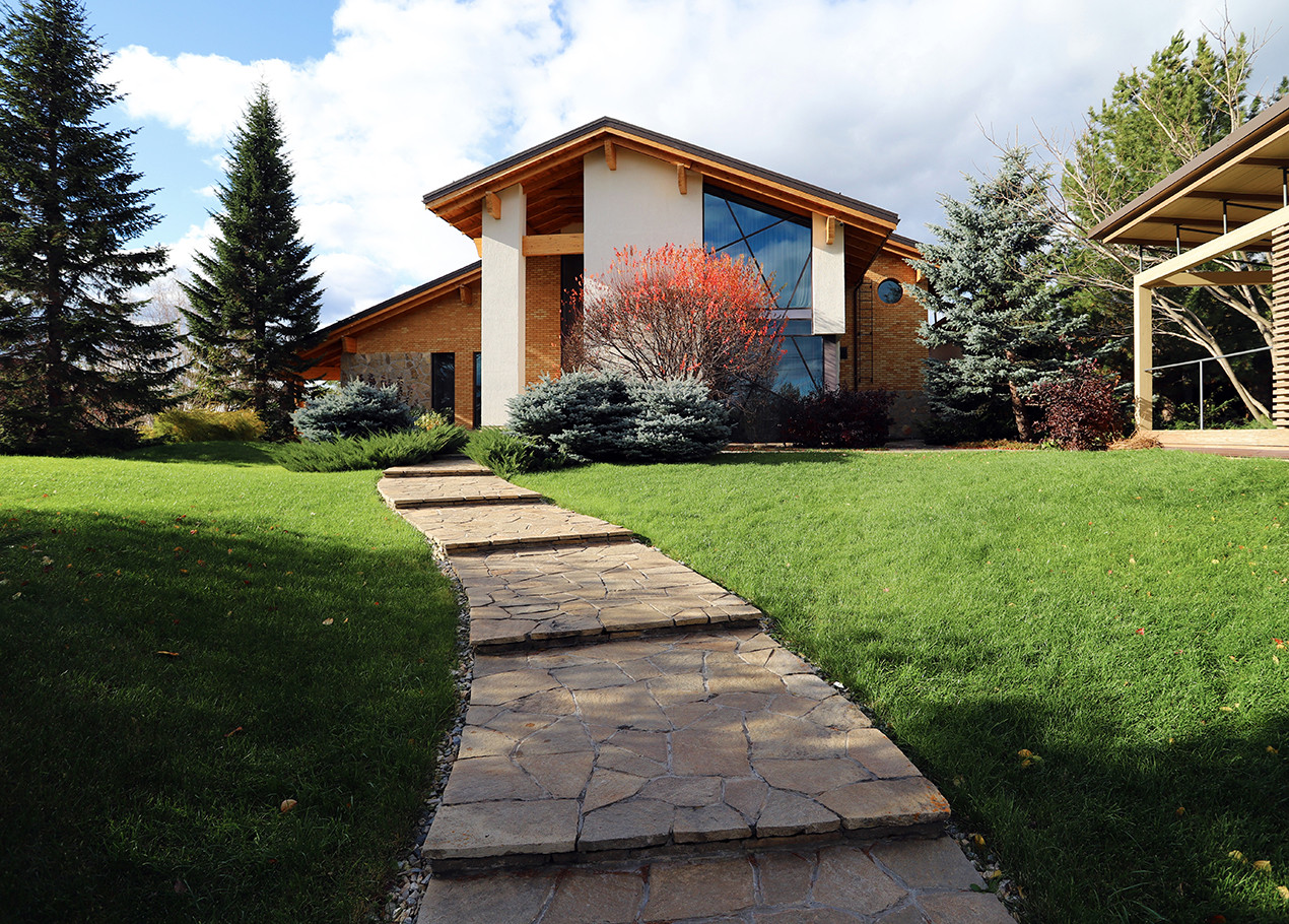 Сад с большими пихтами