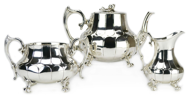 Consigned Silver Plated Tea Set Antique English Traditional Consigned Silver Plated Tea Set Antique English