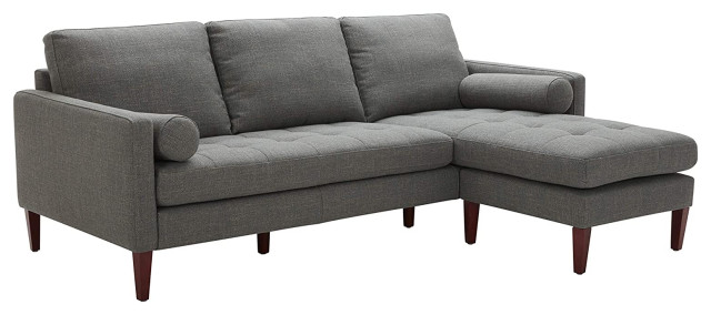 Mid Century Modern Sectional Sofa Grey Fabric Upholstery And Reversible Chaise Midcentury Sofas By Decor Love Houzz - Modern Fabric Sectional Sofas With Chaise Mid Century Modern Sectional Sofa Grey Fabric Upholstery And Reversible Chaise Midcentury Sofas By Decor Love Houzz - Modern Fabric Sectional Sofas With Chaise