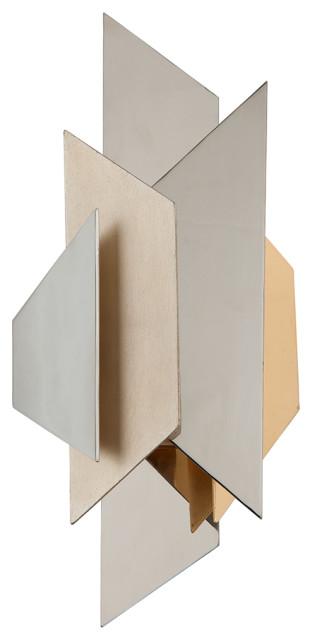Modernist 1-Light Wall Sconce, Pol Ss W Silver/Gold Leaf