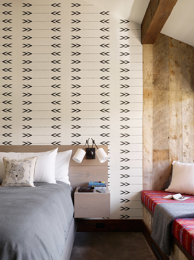 Inspiration for a country bedroom in Other with multi-coloured walls.