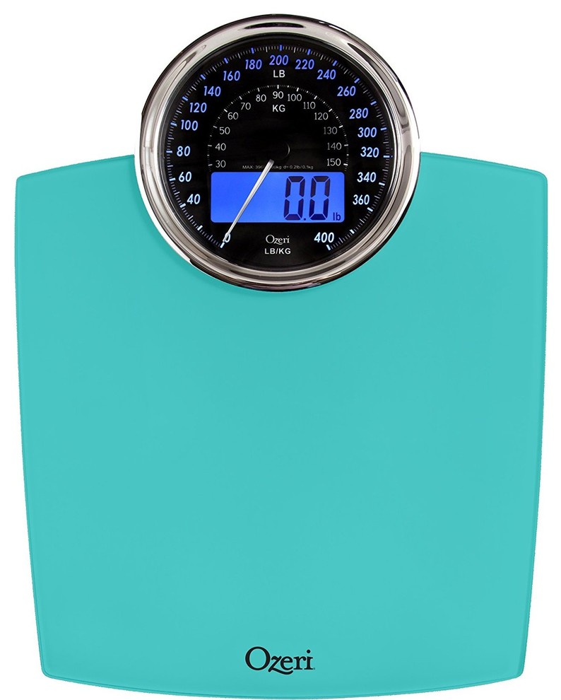 Ozeri Rev Digital Bathroom Scale with Electro-Mechanical Weight Dial, Teal