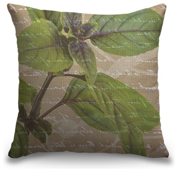 "Basil in the Countryside" Pillow, 20"x20" Farmhouse Outdoor