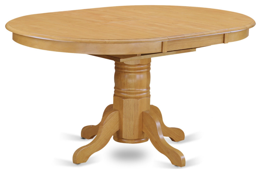 AvtOakTp A Pedestal Oval Table With 18" Butterfly Leaf, Oak