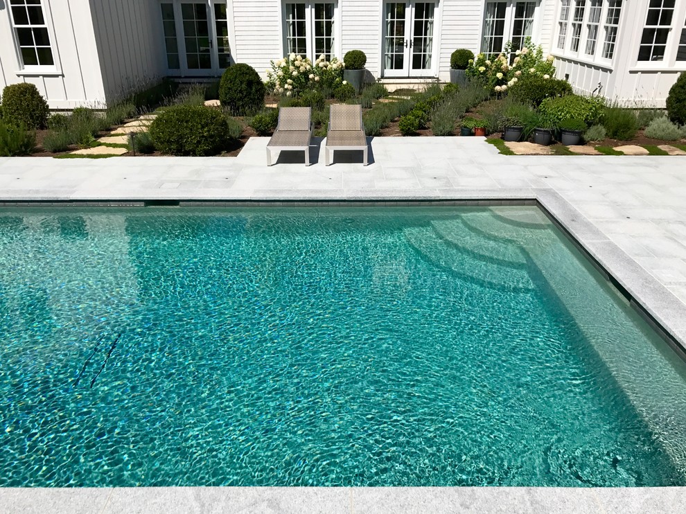 French Grey Pebble Sheen w/ Rodio Tile and Grey Granite Patio - Beach