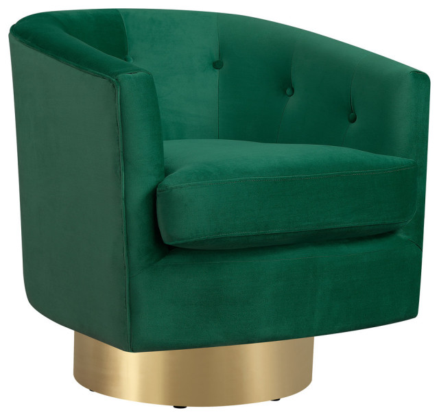 Picket House Furnishings Carolina Button Tufted Swivel Accent Chair, Emerald