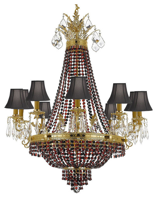 Chandelier With Multi Color Crystal and Shades