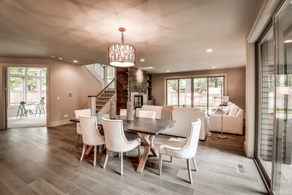Example of a transitional dining room design in Portland