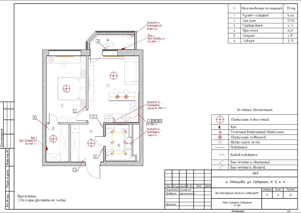 Рабочий проект квартиры в г.Одинцово