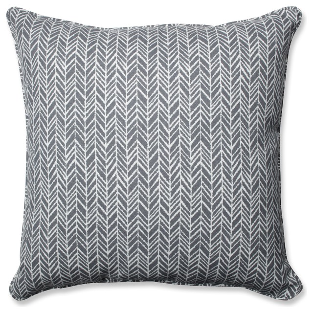 Out/Indoor Herringbone 25" Floor Pillow, Slate