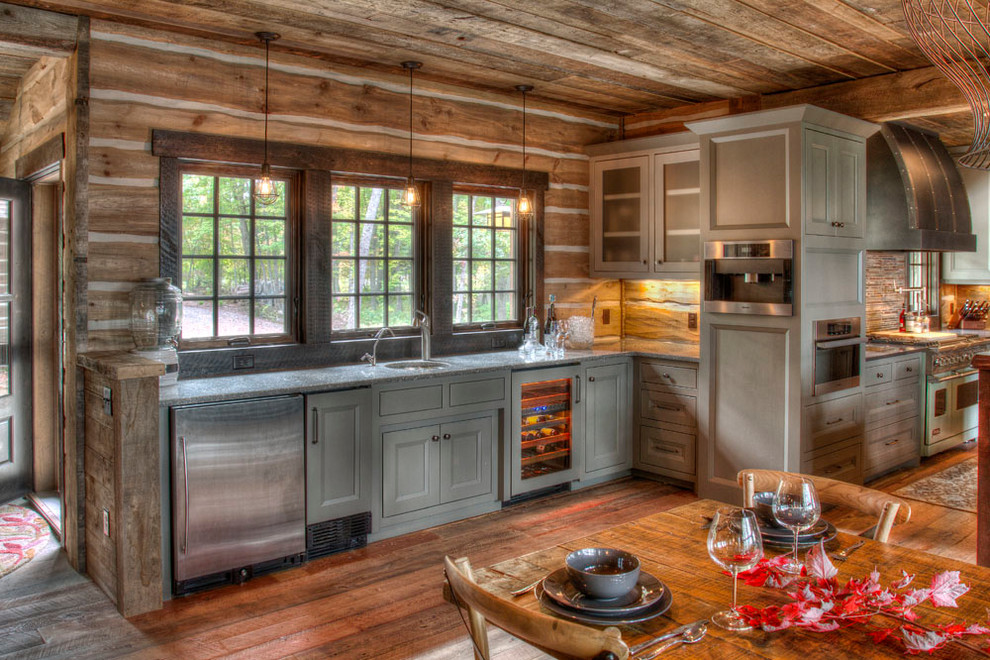 Example of a mountain style kitchen design in Minneapolis