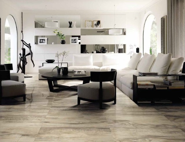 ceramic & porcelain tile ideas - contemporary - living room