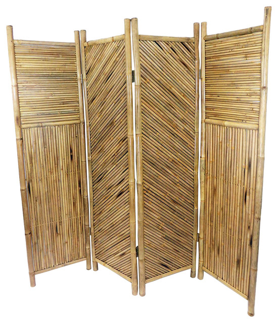 Bamboo Screen, 4 Panels Self Standing, 72"W x 72"H