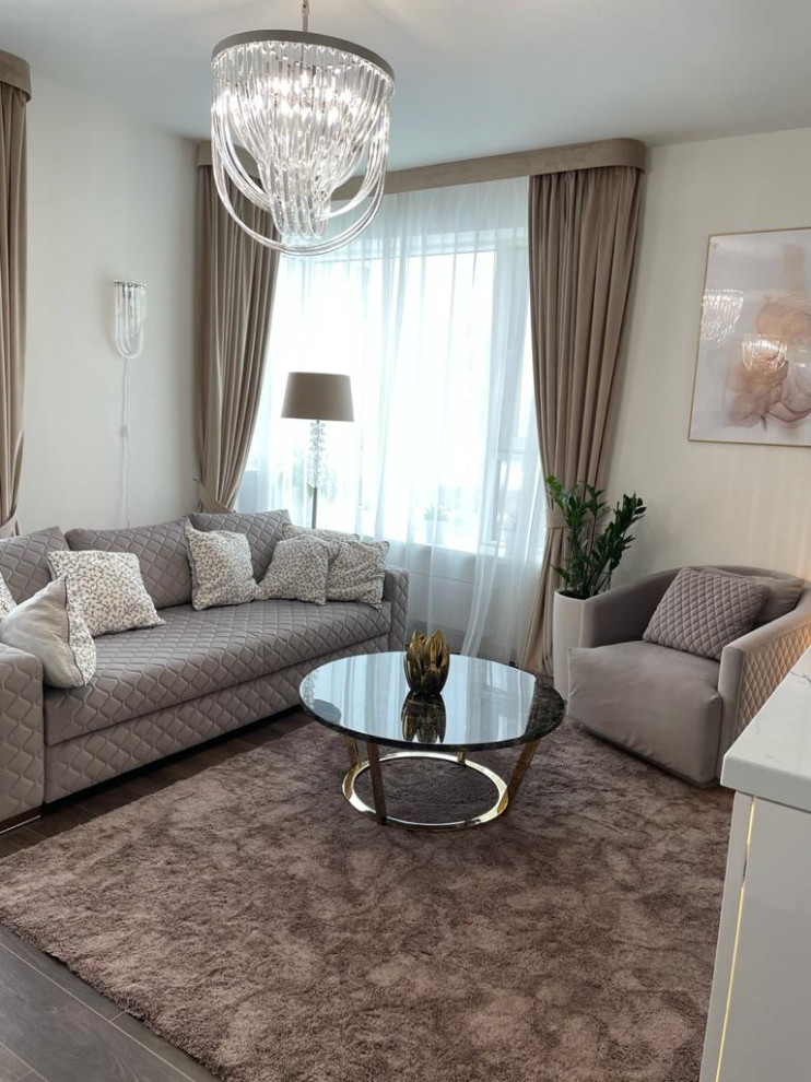 Фото готового интерьера кухни-гостиной ЖК Ботанический сад г. Москва