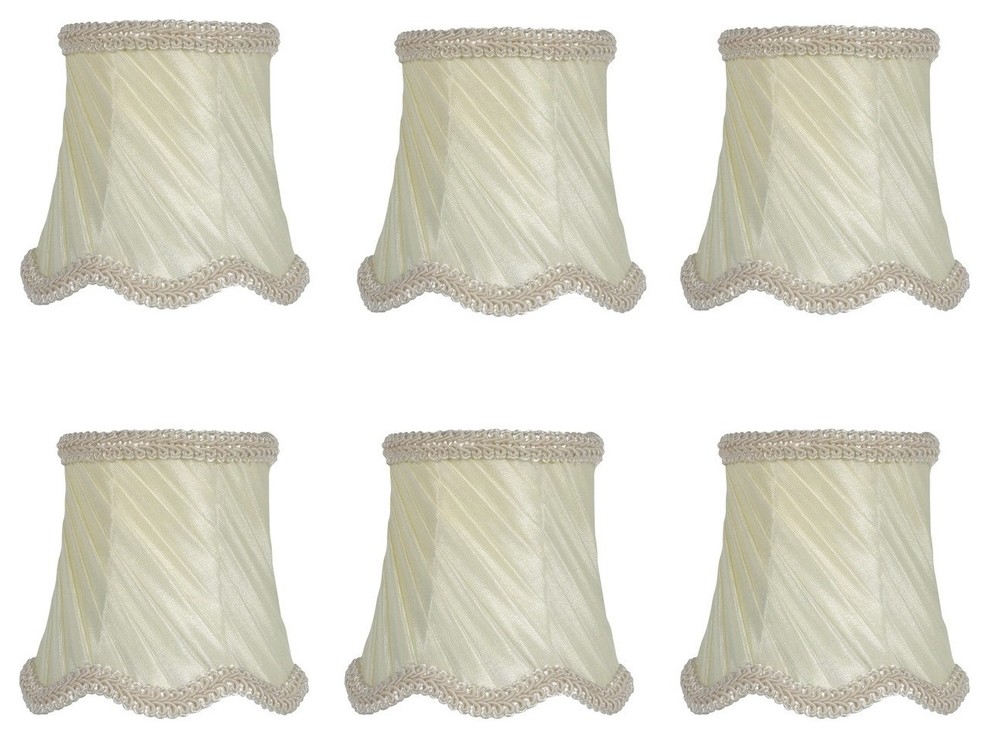 Eggshell Swirl Pleated Silk 3 Drum Chandelier Lamp Shades Set Of 6 Traditional Lamp Shades By Upgradelights