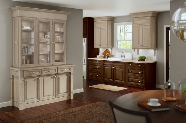Kraftmaid Aged Papyrus And Hazel Suede Kitchen Traditional