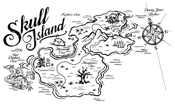 Skull Island Treasure Map Wall Sticker 44 X75 Contemporary