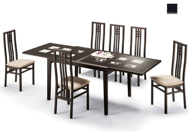 Poker Cappuccino Table and Scala Chairs, Wenge