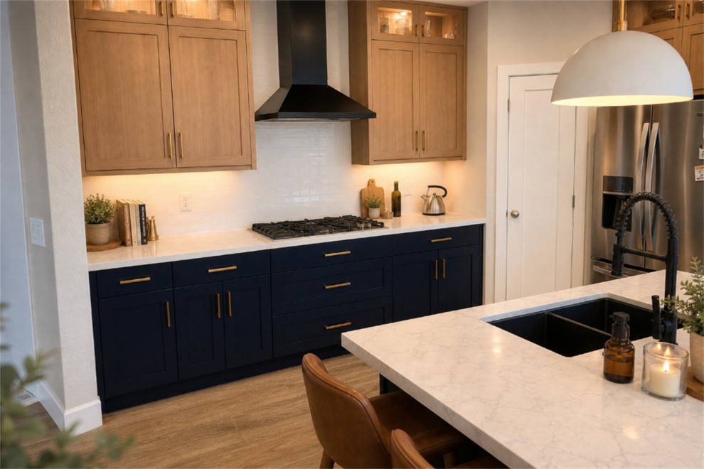 AFTER: COOK WALL WITH BLACK HOOD & ISLAND SEATING