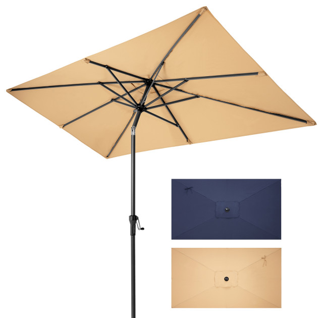 9 x 5 ft Outdoor Rectangular Market Umbrella Rectangular Tilting Parasol -  Contemporary - Outdoor Umbrellas - by RIVERSTAR INC | Houzz