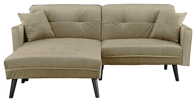 Mid Century Modern Brush Microfiber Sleeper Sofa Bed Midcentury