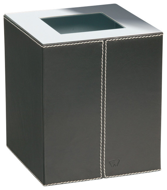 Square Chrome Bathroom Waste Bin With Zebra Design Contemporary