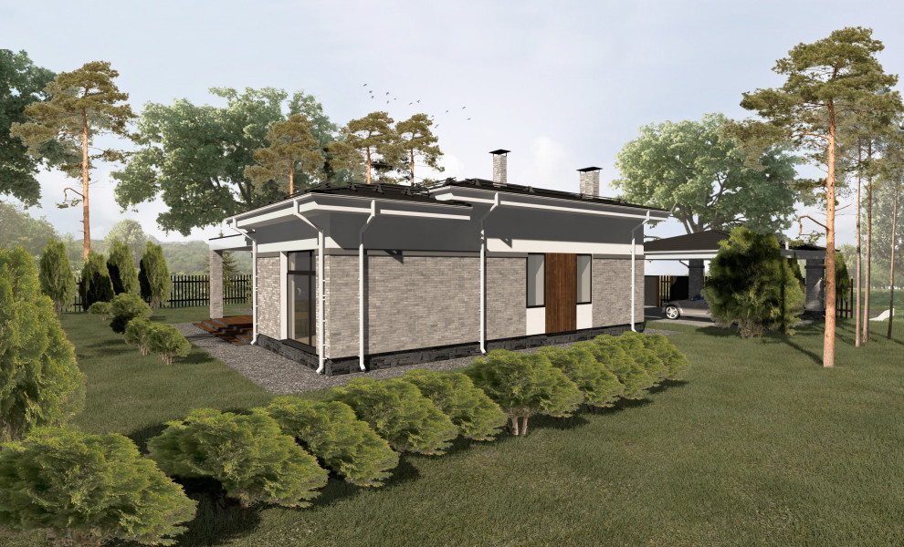 Одноэтажный дом в стиле Райта