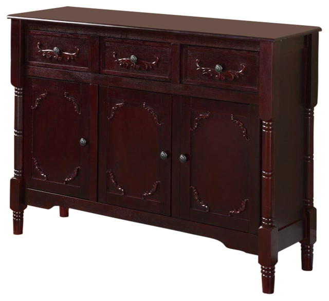 Wood Console Sideboard Table with Drawers and Storage, Cherry