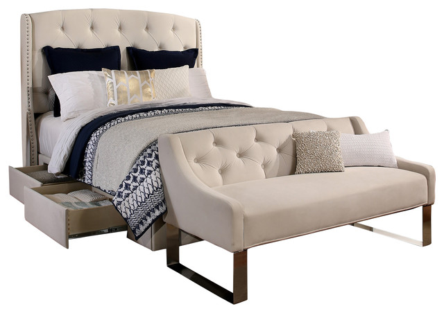 Peyton Upholstered Platform Storage Bed, Upholstered Panel Bed King Size