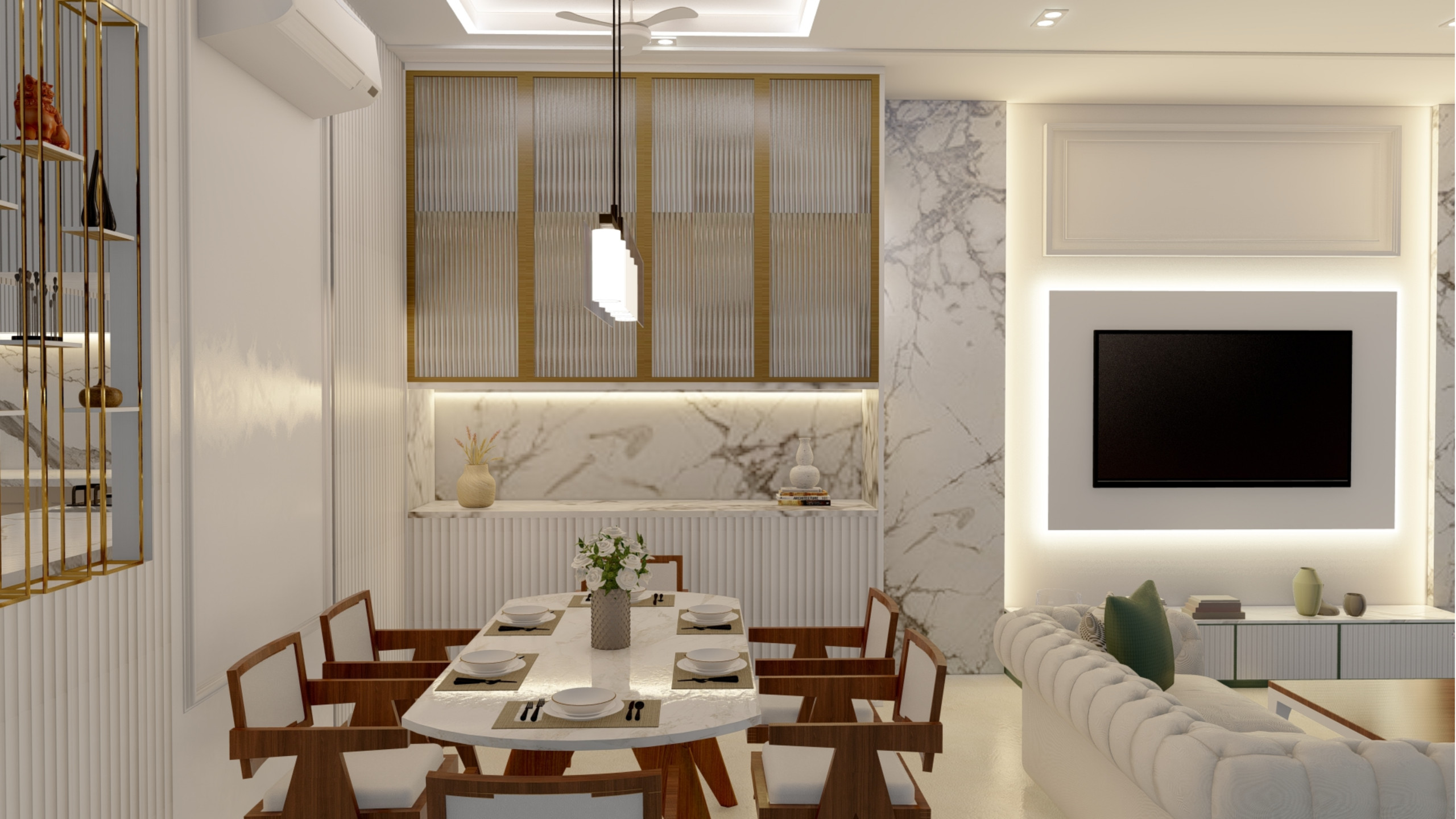 Chic Contemporary Living and Dining Room in St Albans