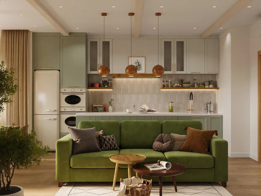 Трехкомнатная квартира 108 м² в скандинавском стиле с элементами бохо