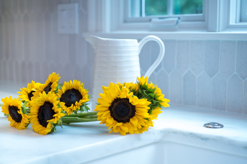 Example of a transitional home design design in Boston