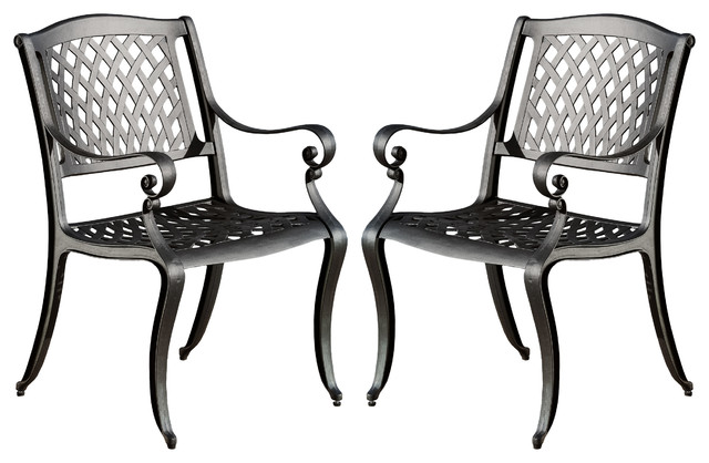 Gdfstudio Marietta Outdoor Cast Aluminum Dining Chairs Set Of 2 Marietta Outdoor Cast Aluminum Dining Chairs Set Of 2 Transitional
